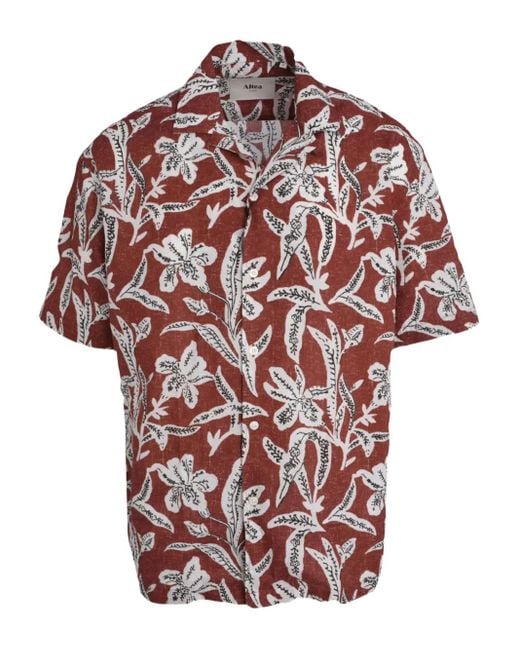 Altea Red Bart Floral-Print Short-Sleeve Shirt for men