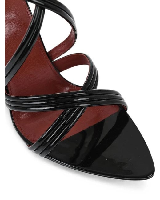 Saint Laurent Black Patent-Leather Wedge Sandals
