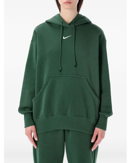 Nike Green Logo-Detail Hoodie