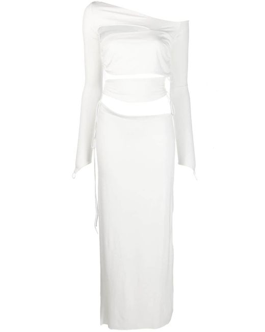 MANURI White Cut-out Detail Midi Dress