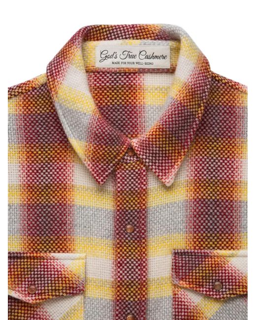 God's True Cashmere Brown Cashmere Plaid Shirt