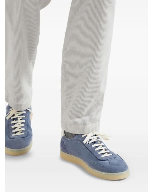 Brunello Cucinelli Blue Suede Low-Top Sneakers for men