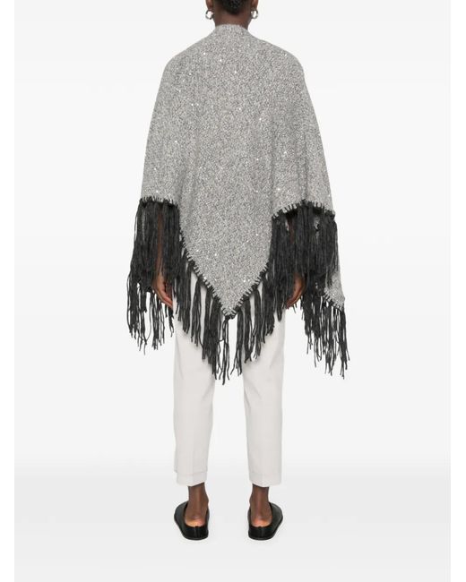 Peserico Gray Textured Mock Collar Sweater