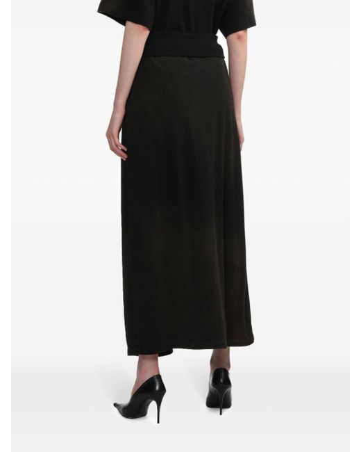 Juun.J Black Tie-detail Text-embroidered Midi Skirt