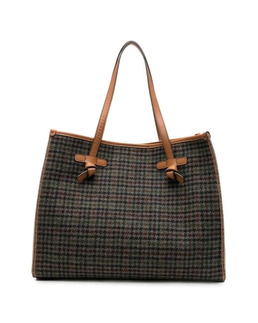 Gianni Chiarini Black Marcella Houndstooth-Pattern Tote Bag
