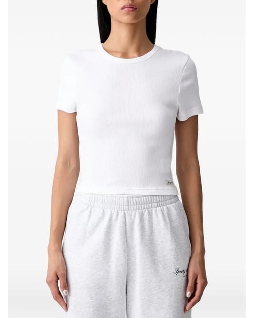 Sporty & Rich White Ribbed-Knit T-Shirt