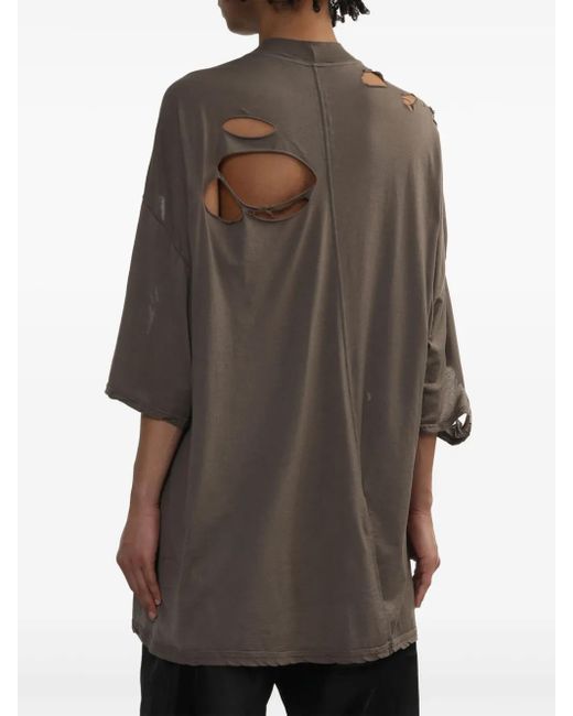 メンズ Rick Owens ダメージ Tシャツ Brown