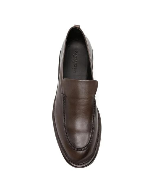 Pantanetti Gray Leather Loafers for men
