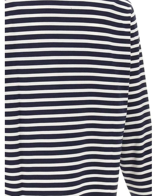 Maison Kitsuné Blue Logo-Patch Striped Sweater for men