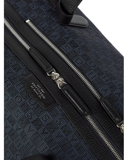 Bolsa de viaje con monograma estampado Smythson de color Blue