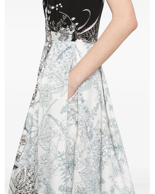 Elie Saab White Printed Cotton Dress