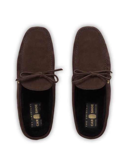Car Shoe Brown Lace-up Suede Slippers for men
