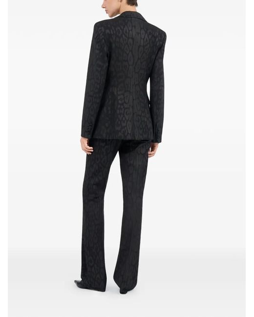 Roberto Cavalli Black Animal-Print Single-Breasted Jacket