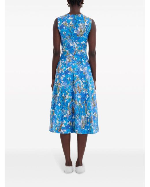 Marni Midi-jurk Met Bloemenprint in het Blue