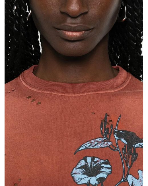 Golden Goose Deluxe Brand Red Journey W's T-Shirt Regular Dyed Gauze Jersey Vintage Treatment With Print