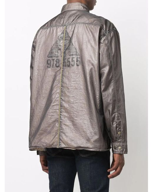 DIESEL Gray Metallic Shirt Jacket for men