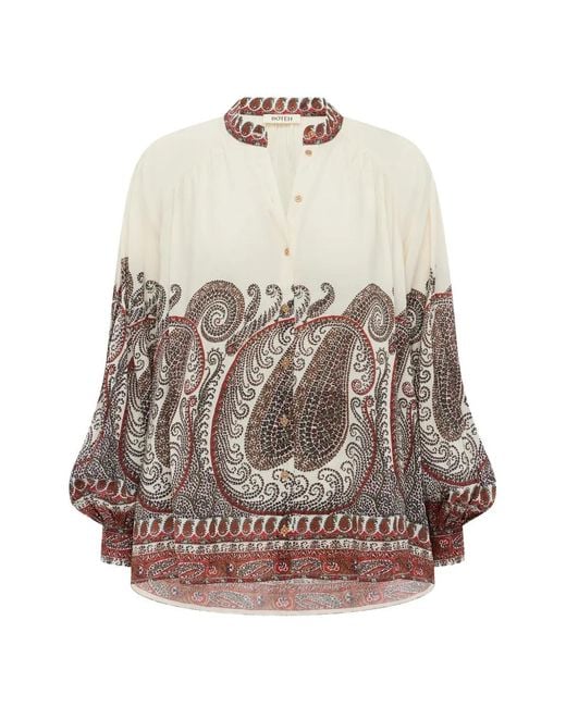 BOTEH White Cassia Paisley-Print Blouse