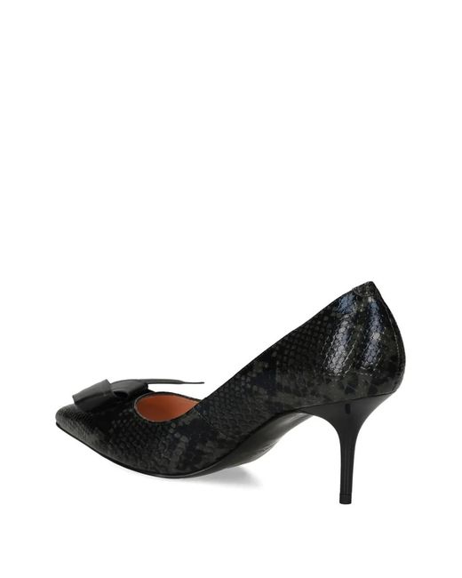 Love Moschino Black Snakeskin Bow Pumps