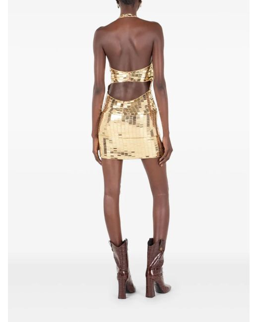 Roberto Cavalli Natural Neckholder-Minikleid im Glitter-Look
