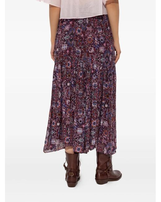 Falda plisada con estampado floral Isabel Marant de color Purple