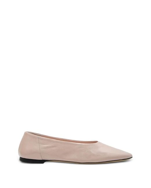 Totême  Pink Pointed-Toe Leather Ballet Flats