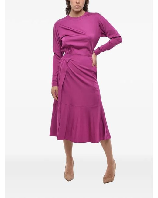 Stella McCartney Pink Dorothy Draped Satin Midi Dress