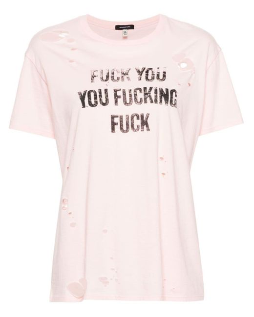 R13 Pink T-Shirt mit Slogan-Print