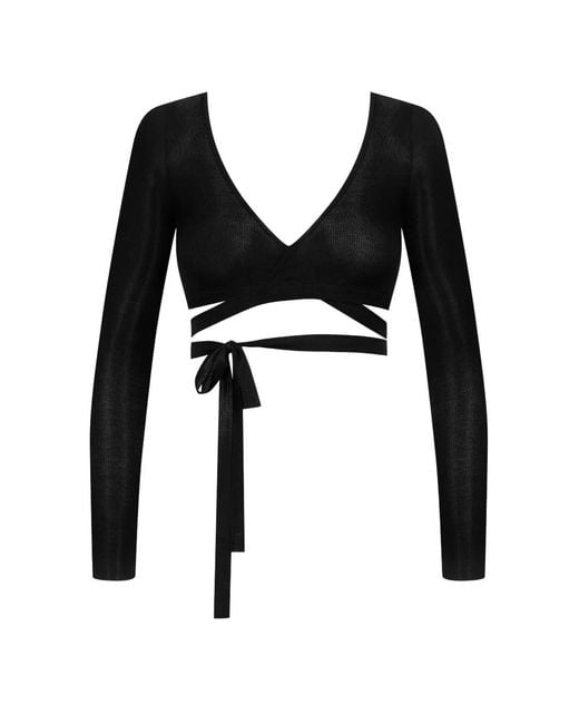 Maison Close Black La Femme Amazone Ribbed Wrap Top