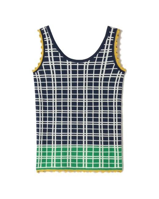 LaDoubleJ Blue Check Ribbed Top