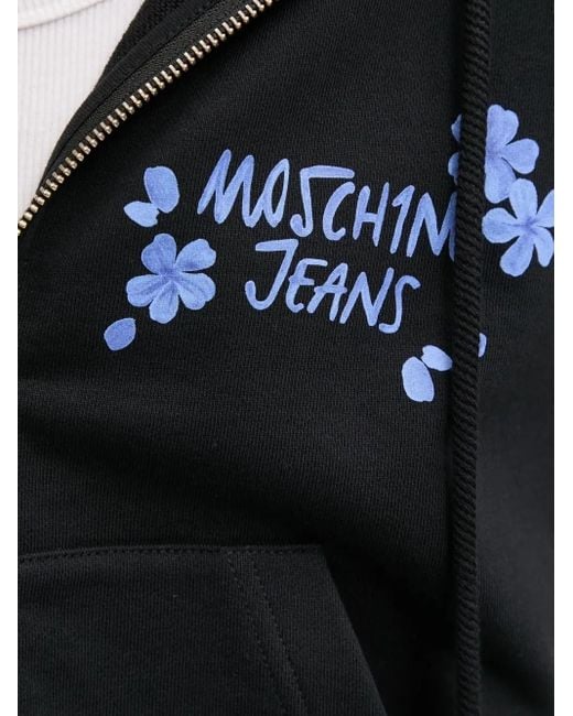 Moschino Black Kapuzenjacke mit Logo-Print