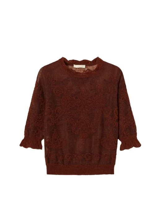 Twinset Brown Jacquard Alpaca Blend Jumper