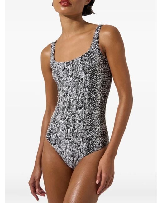 Wolford Gray Python-Print Bodysuit