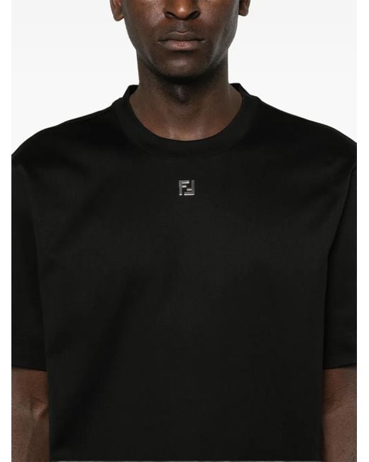 Fendi Black Logo Cotton T-Shirt for men