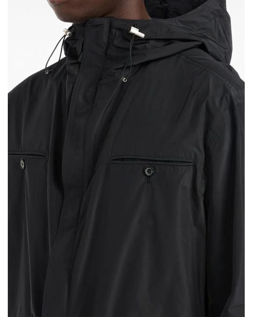 Ferragamo Black Drawstring-Hem Hooded Jacket for men
