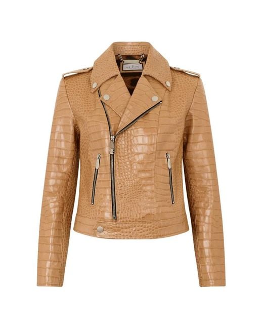 Philipp Plein Natural Cocco Biker Jacket