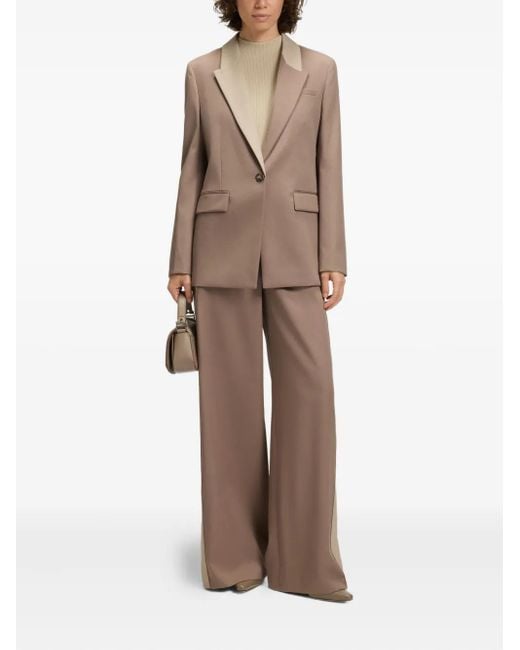 Boss Brown Contrast-Lapels Wool Blazer