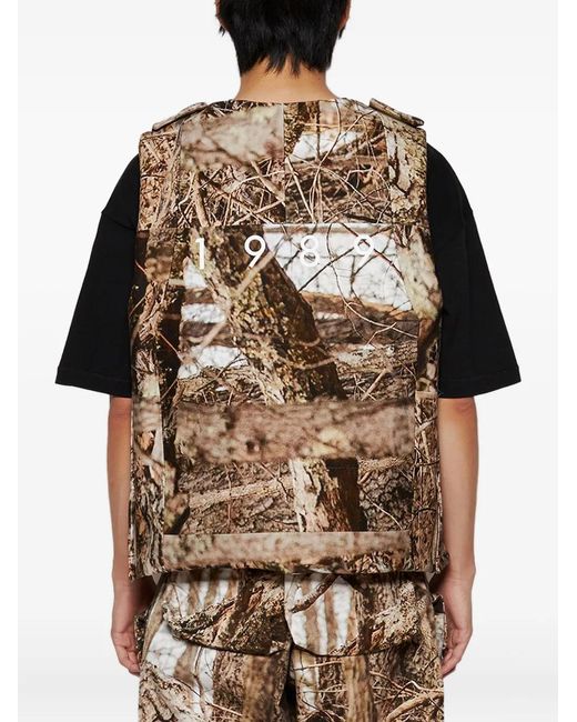 1989 STUDIO Black Camouflage-Pattern Vest for men