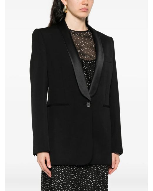 Chloé Black Satin-Lapel Blazer