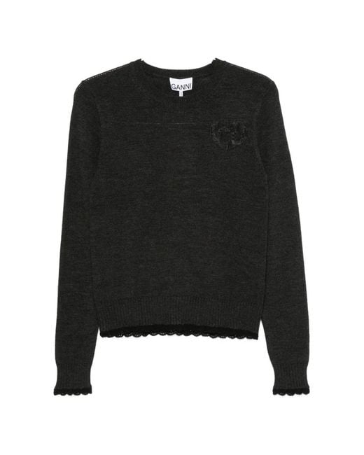 Ganni Black Logo-Detail Sweater