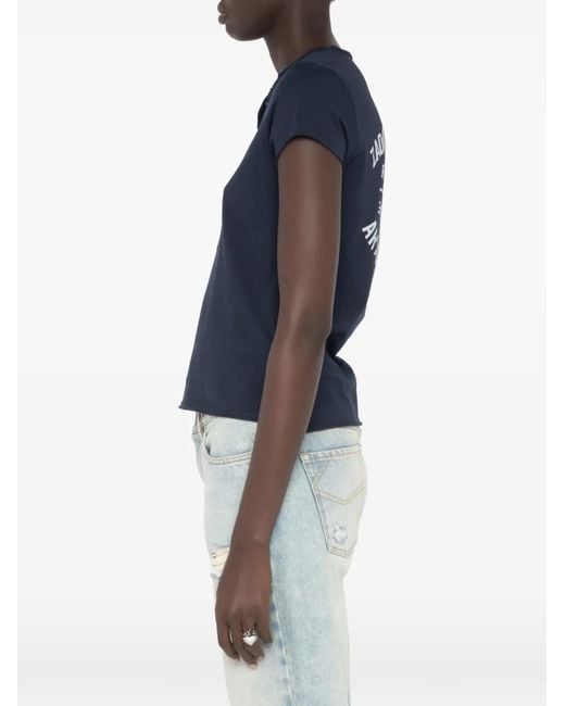 Zadig & Voltaire Blue Henley Graphic T-Shirt