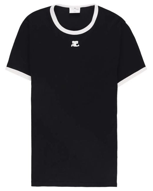 Courreges Black Bumpy Contrast T-Shirt for men