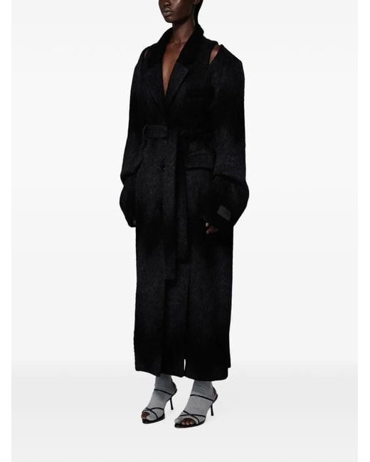 SRVC Studio Black Breakfast Zip-Detail Belted Coat