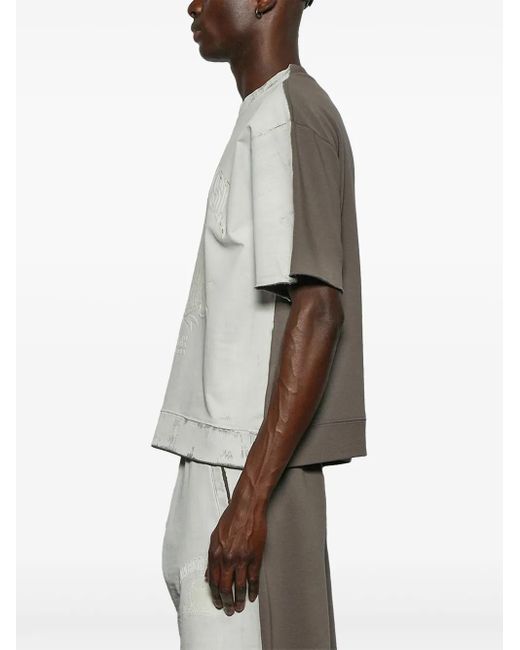 MM6 by Maison Margiela Gray Logo-Embroidered T-Shirt for men