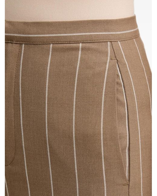 Benetton Natural Pinstripe-Pattern Wide-Leg Trousers
