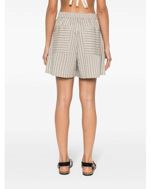 Alysi Natural Striped Cotton Shorts