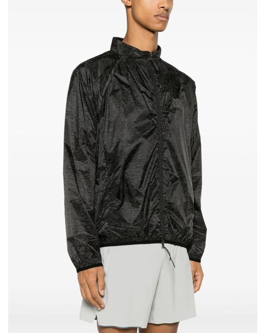 OVER OVER Black Patterned Lightweight Track Jacket for men