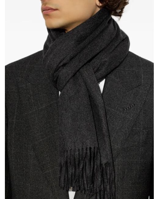 Tom Ford Black Fringed Cashmere Scarf for men