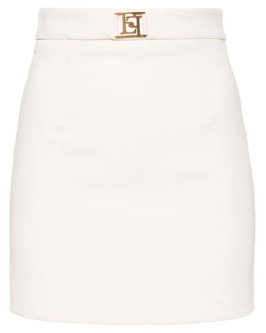 Elisabetta Franchi White Logo-plaque Mini Skirt
