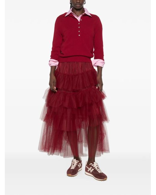 Be You Red Button-Down Polo Sweater