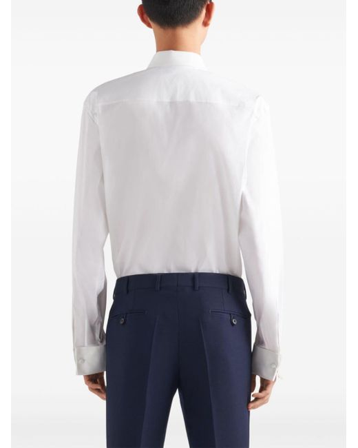 Chemise boutonnée à manches longues Prada pour homme en coloris White